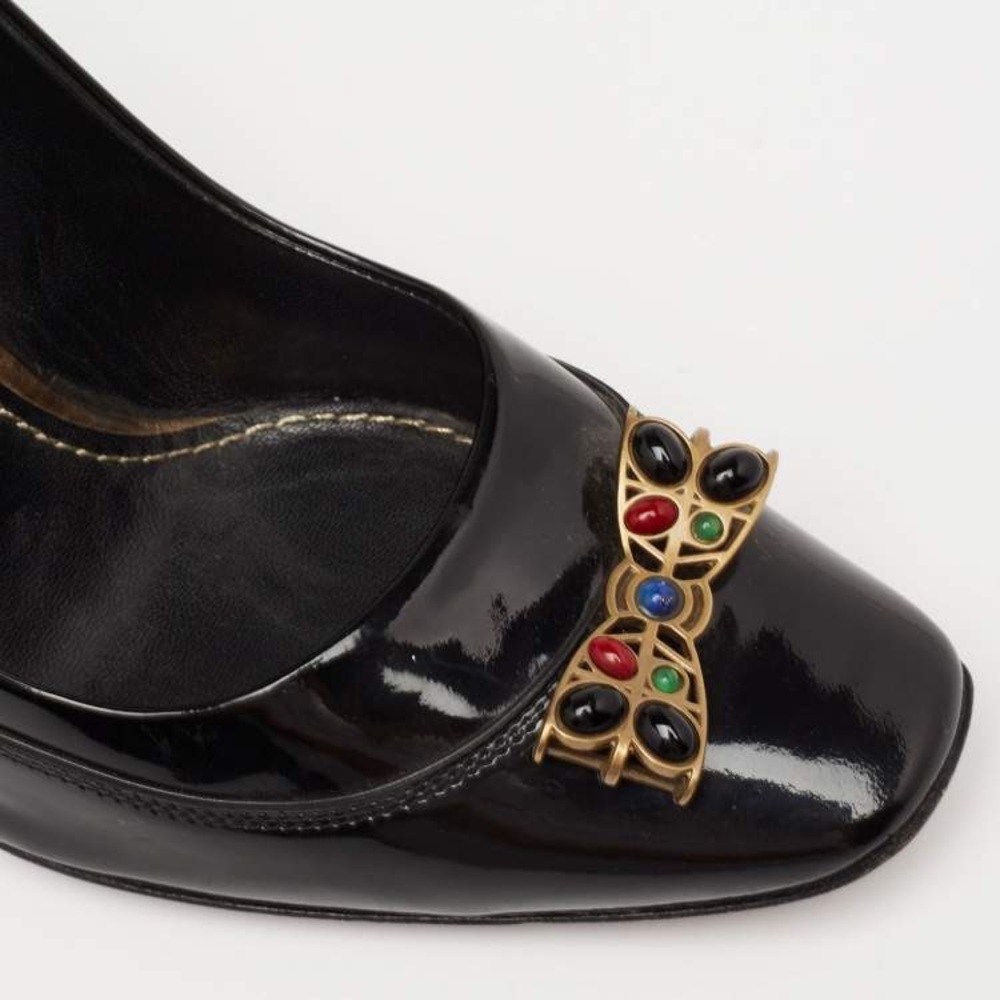 Louis Vuitton ‘05 patent leather pumps, jeweled detail, bulbed heel, 38 1/2, EUC - Picture 5 of 15